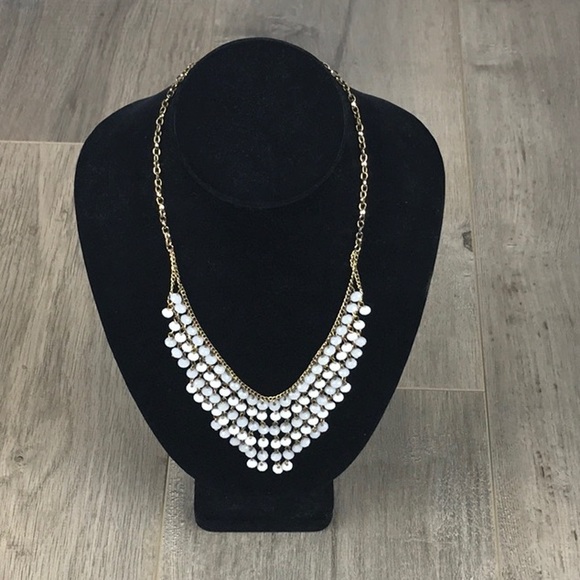 Francesca's Collections Jewelry - Francesca’s Gold & White Beaded Statement Necklace